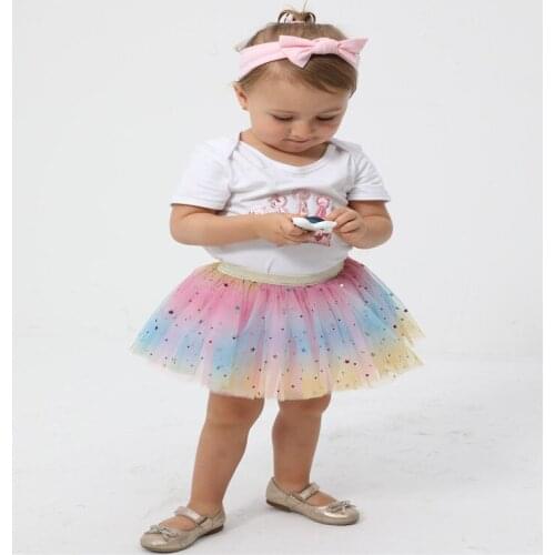 Hot style fashion rainbow princess skirt cute little girl net gauze skirt childrens wear skirt