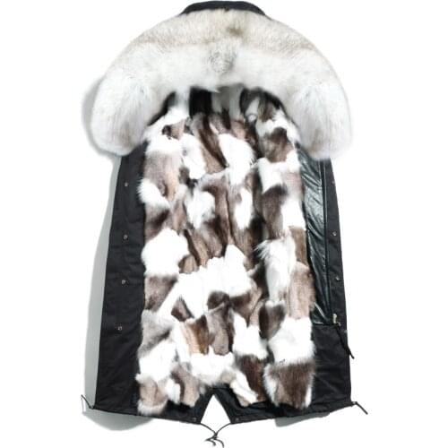 2020 New Real Coat Men Parka Winter Warm Fox Collar Liner Long Jacket Mens Fur Coats Parkas Hombre 4765 KJ2974