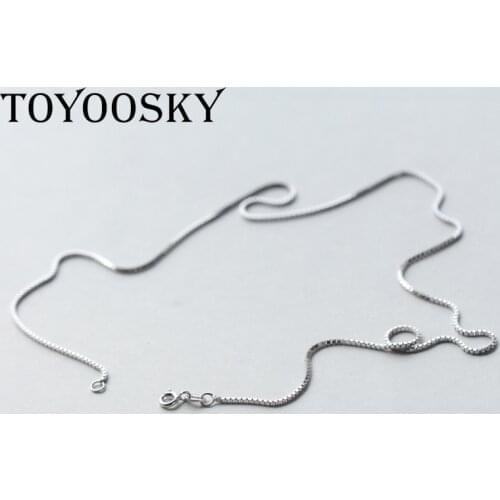 S925 Sterling Silver Necklace Clavicle Chain Female Simple Single Chain Box Chain Without Pendant Chain Short Bare Chain 16" 18"