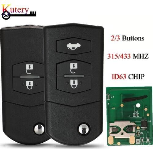 Kutery 5PCS/Lot Upgraded Flip Remote Car Key For M2 M3 M5 M6 M8 CX7 CX9 RX8 Visteon 2/3 Buttons 315/433MHz ID63 Chip