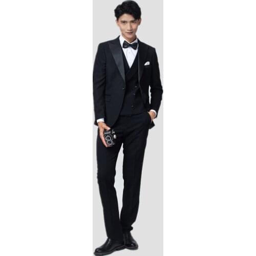 Jacket + Vest + Pants ) New Mens Fashion Boutique Wedding Prom Dress Suit Three-piece Male Formal Business Casual Suits