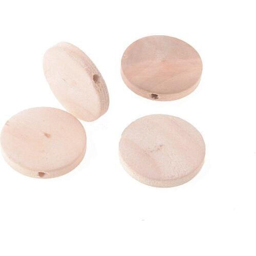 60pcs 25mm Flat Round shaped Nature Wood Spacer Beads For Baby DIY Crafts Spacer Beading Jewelry Making DIY