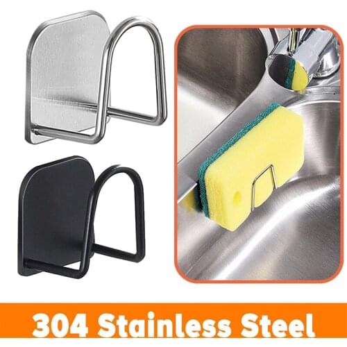 Sponge Rack Hole-free Kitchen Storage Sink Storage Rack Stainless Steel Multifunctional Sink Drain Rack Hook Storage organizer