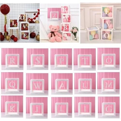 DIY Alphabet Transparent Balloon Box Boy Girl Happy Birthday Party Decor Baby Shower Wedding Anniversary Party Backdrop Decor