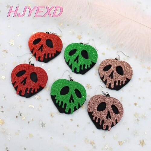 1pair) 50mm Acrylic Poison Apple Earrings Allergy Free Hoop Earrings Halloween Earrings 2inches Snow White 7 Laser Cutout-HP004