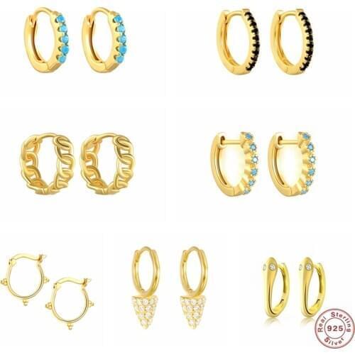 925 Sterling Silver Hoop Earrings Charming Snake Vintage Turquoise Zircon Huggies Earring Stud Piercing Pendientes For Girls