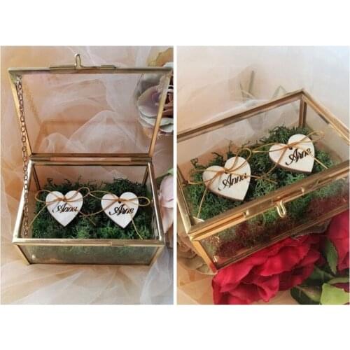 Custom Glass Ring Bearer Box Personalized Couples Name Ring Holder Box Rustic Wedding Decor Bridal Shower Gifts