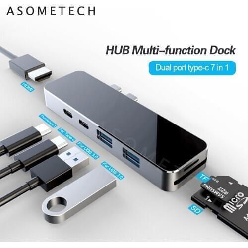 USB 3.0 HUB HDMI Adapter TF SD Reader High Speed 7 Ports Multi Type-C HUB Splitter for MacBook Laptop Desktop Dock Accessories