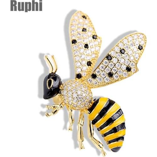 Spring Summer Jewelry Copper Zircons Bee designs fashion pin Brooch insect ornament jewelry accessory