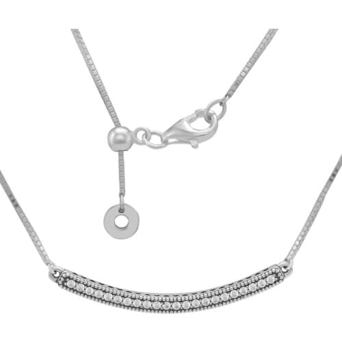 Signature Bar Necklaces for Women 925 Sterling Silver Clear CZ Chain Pendants Necklaces Fashion Jewelry Accessories Wholesale