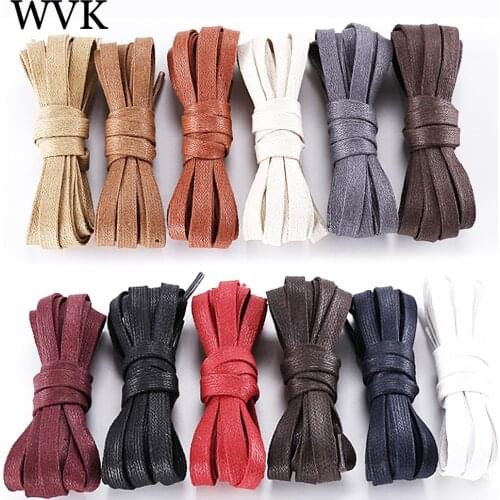 1 Pair Shoelaces 0.8CM Waxed Cotton Width Flat Waterproof Shoe laces Unisex Boots Casual Sneakers Shoelace Leather Laces Shoes