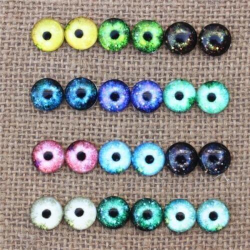 12mm Random Mixed Dragon Eyes Round Glass Cabochon Flatback Photo Dome Jewelry DIY Accessories Tray by pair 50pcs/lot K06111
