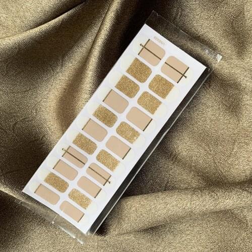 22tips/sheet Shiny Powder Nail Polish Wraps 2020 New Adhesive Nail Strips Charming Nail Art Stickers Decorations Manicure Tools