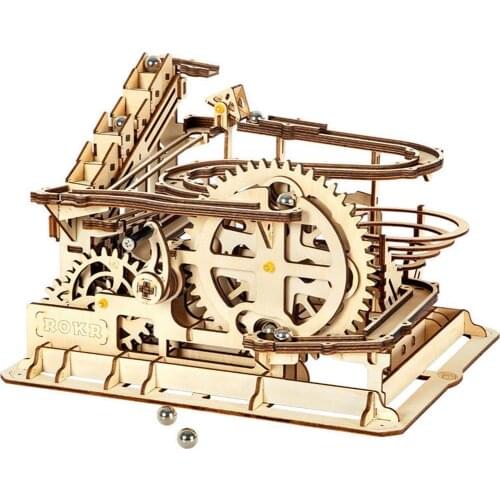 Marble Race Run 3d Wooden Puzzle Mechanical Kit Stem Assembly Maze Ball Toy Model For Kids Building Physics Science R8p0