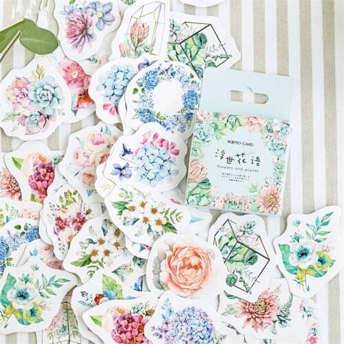 46 Pcs/Pack Kawaii Japanese Decoracion Flower Stickers Scrapbooking Flakes Journal Cute Diary Stationery School Supplies