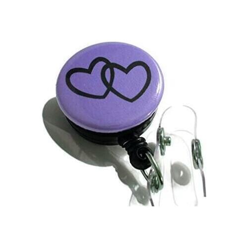 Red & Purple Hearts Badge Pull, Retractable Id Badge Lanyard, Id Holder Reel 10pcs/lot