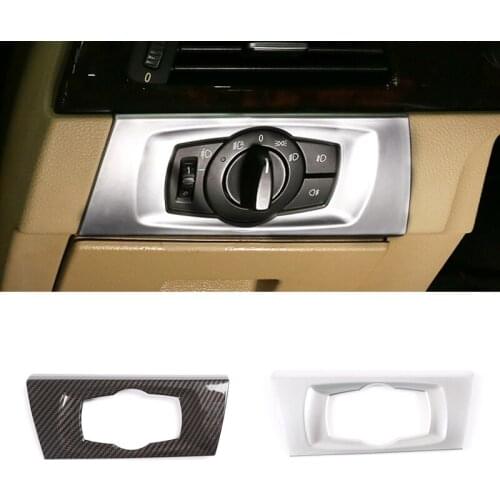For BMW 3 Series E90 2005 2006 2007 2008 2009 2010 2011 2012 Car ABS Carbon Fiber Texture Headlight Switch Cover Protective Trim