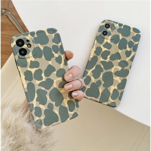 Leopard print phone case For iPhone 12 11 Pro Max XS Max XR X 7 8 Plus 12 Mini 11 Simple and Fresh Shockproof Bumper Back Cover