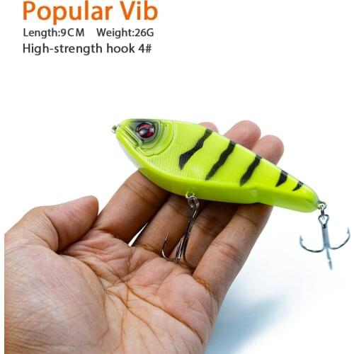 Hanlin 90mm/26g Popular Vibe Crankbait 3D Eyes Fishing Lure High Quality Fishing Bait 6# Strong Treble Hooks Fish Wobbler Pesca
