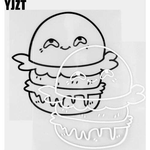 YJZT 13.4×13CM Interesting Hamburg Vinyl Decal Fashion Body Decor Cartoon Car Sticker Black / Silver 20B-0406