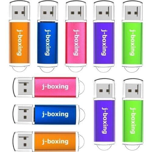 J-boxing USB Flash Drive 16GB 32GB Rectangle Jump Drive USB 2.0 Memory Pendrive with Cap 1GB 2GB 4GB 8GB Multicolors 10PCS/Pack