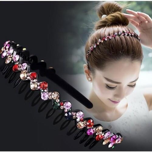Korean version of the new toothed non-slip rhinestone headband fashion simple hot-selling wave crystal headband hairpin headwear