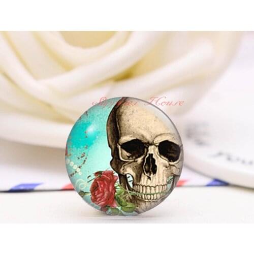 Handmade Round Happy Halloween Skeleton photo glass Cabochons, Jewelry Finding Cameo Pendant Settings, (F008-274)