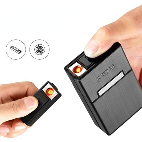 Modular Cigarette Case 20 Pieces of Soft and Hard Whole Package Into USB Charging Cigarette Lighter Cigarette Case Cool Men Gift