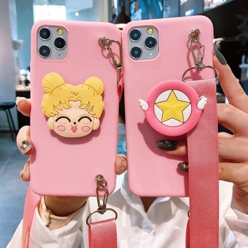 Cartoon Star Stand Holder Soft Cover For LG K4 2017 K7 2017 K8 2018 K9 K10 K11 K12 K20 Plus K30 K40 Ice Cream Case With Lanyard