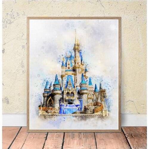 5D DIY Disney Castle Beauty Magic Watercolor Diamond Painting Cross Stitch Kits Embroidery Full Mosaic Rhinestone for Home Decor
