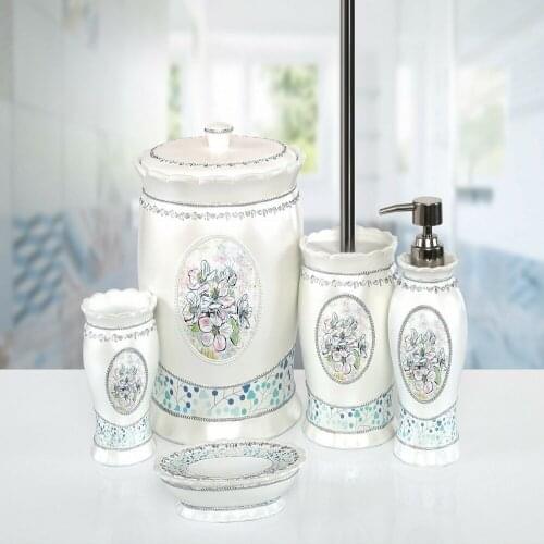 5 pcs Bathroom Suite Set Made in Turkey PEARL White Dispenser Toilet Tooth Brush Soap Holder Wedding Gift Washing Toothpaste