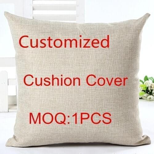 New Customized Linen Cotton Cushion Cover 45*45cm For Home Sofa Decorative Throw Pillow case Square Printed Covers Cojines