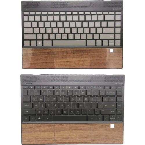 Original New Laptop Palmrest Upper Case Cover With Backlit Keyboard For HP Envy X360 13-AQ TPN-W144 Brown and wood grain