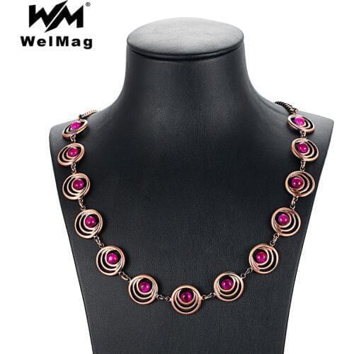WelMag Dropship Charm Chains Necklaces for Women Magnetic Copper Luxury Opal Necklace Jewellry High Energy for Arthritis