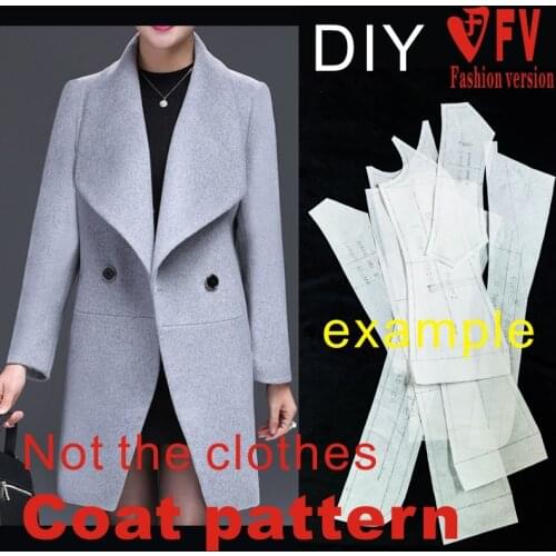 Ladies Autumn/Winter Coat Pattern Big Collar Long Sleeve Structure Design Cutting Drawing BFY-194