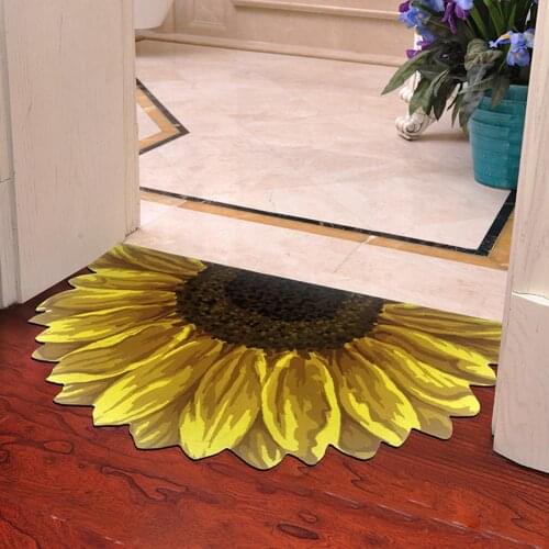 Sunflower Welcome Door Mat Indoor Non-slip Flower Entryway Rug Foot Pad Home Bedroom Kitchen Absorbent Carpet Home Textiles