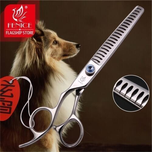 Professional Japan440C 7 inch pet dog grooming scissors thinning shears left-hand use thinning rate 75