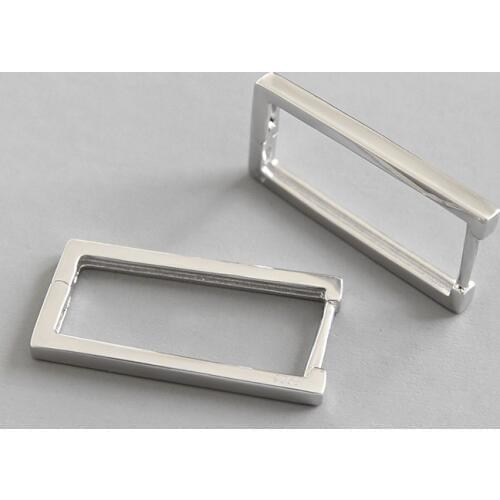 Womens 100% Authentic 925 Sterling silver Geometric Rectangle Hoop Huggie Earrings Fine jEWELRY E107