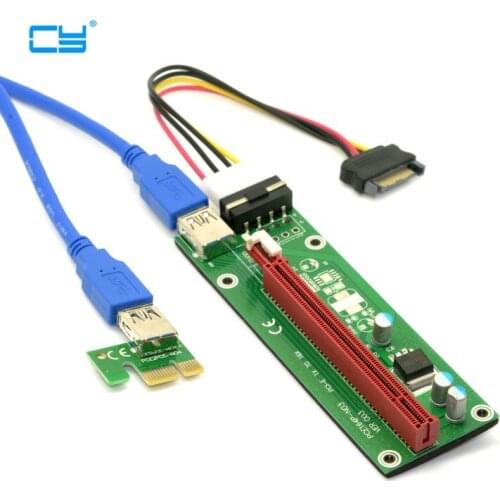 PCI-E 1x to 16x Mining Machine Enhanced Extender Riser Adapter with USB 3.0 & SATA Power Cable