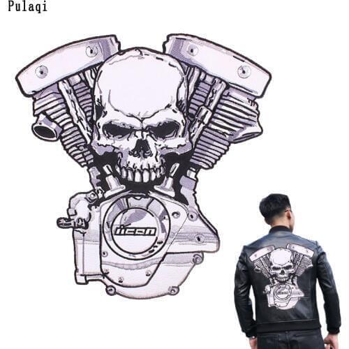 Pulaqi Motorcycle Biker Iron On Embroidered Patches For Clothes Stripes Punk Rock Hippie Stickers Applique Ironing Patch Badges