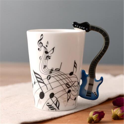 Funny Tea Mugs Music Guitar Ceramic Coffee Cup With Handle Mug Coffee Cups Gifts Travel Bottle