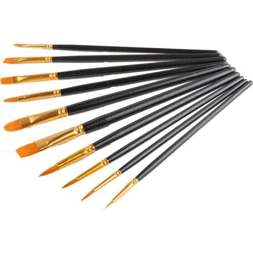 10pcs/set Watercolor Pen Paintbrush Nylon Hair Paint Brushes Artist Oil Painting Brush Set SUB Sale