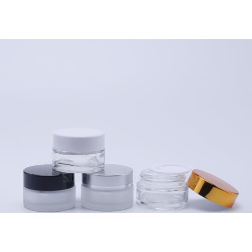 100pcs 20g Glass Cream Jars Cosmetic Packaging with lid plastic caps & inner liners round empty small glass jars