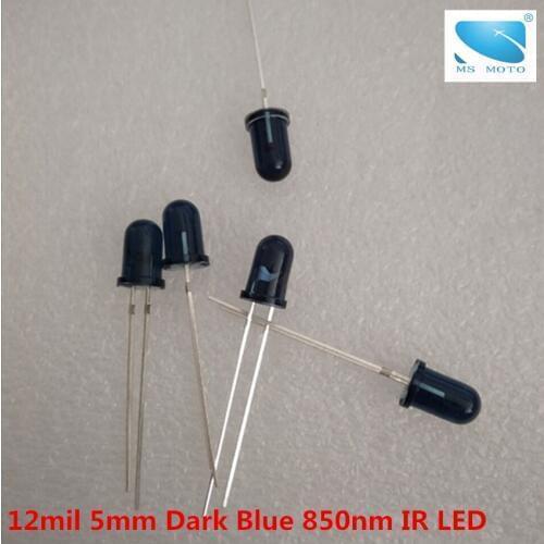 20 Pcs/lot 5mm 12mil Dark Blue Infrared IR LED 850nm invisible Diode 45 degree Through Hole Led Light Diodes For Security CCTV