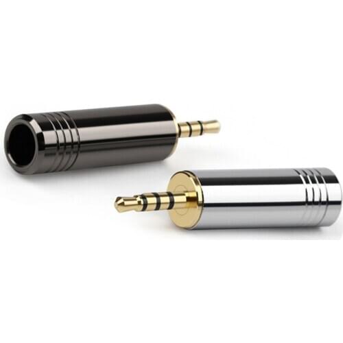 5PCS Hifi Headphone Plug Audio Connector 2.5mm Gold 4 Pole Stereo Copper Bright Shell Earphone Wire Adapter DIY Black Silver
