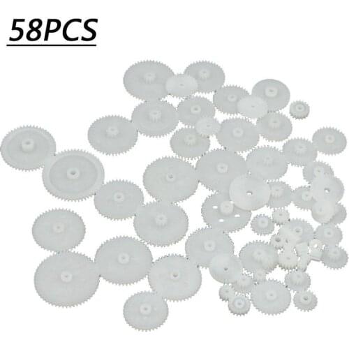 58 Kinds General Plastic Reduction Gear DIY Plastic Drive Toy Gear Set Kids Adults Transmission Toy Robot Car Helicopter Parts