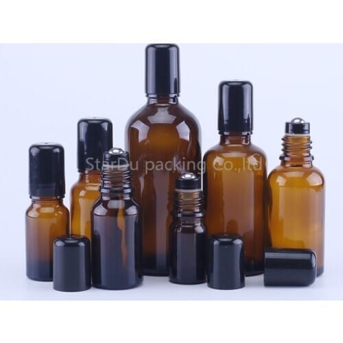 6pcs 5ML 10ML 15ML 20ML 30ML 50ML 100ML Stainless Steel Roller Ball Perfume Essential Oil Refillable Glass Bottles Vials