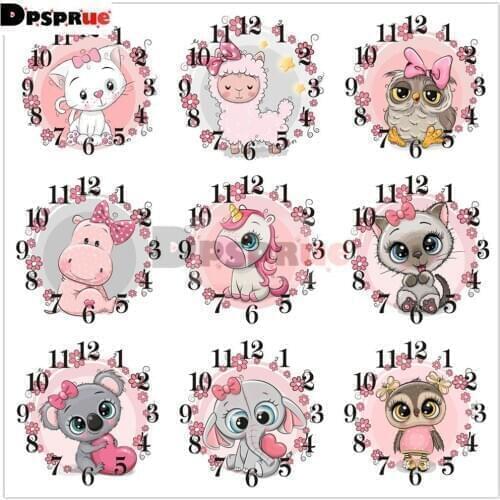 Full Diamond Painting Cross Stitch With Clock Mechanism Mosaic 5D Diy Square Round Christmas Cute Animal 3d Embroidery Gift