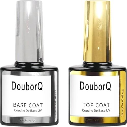 Douborq 2PC Base Coat Top Coat Gel Nail Polish Transparent Soak Off UV Gel Polish Nail Primers Hybrid Gel Varnish Lacquer 12ML