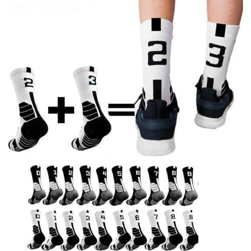 Free collocate 0-9 number Professional Basketball Socks Thick Sports Socks Non-slip Durable Cycling Running Towel Bottom Socks